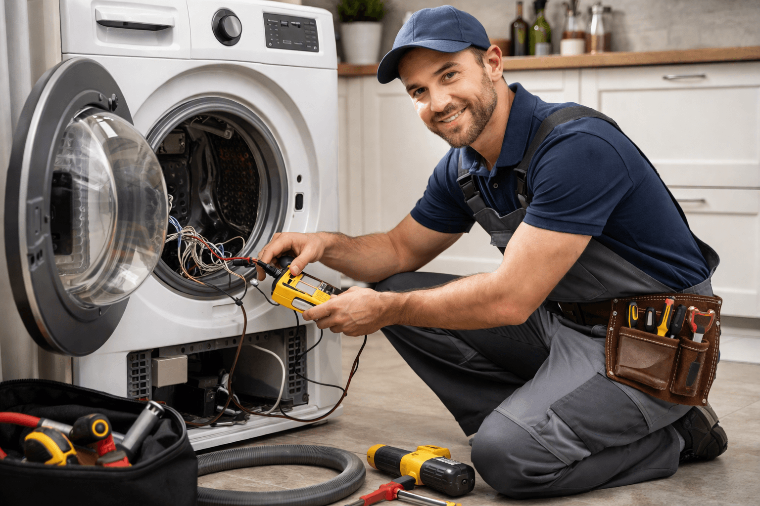 Technician repairing a home appliance in Sacramento